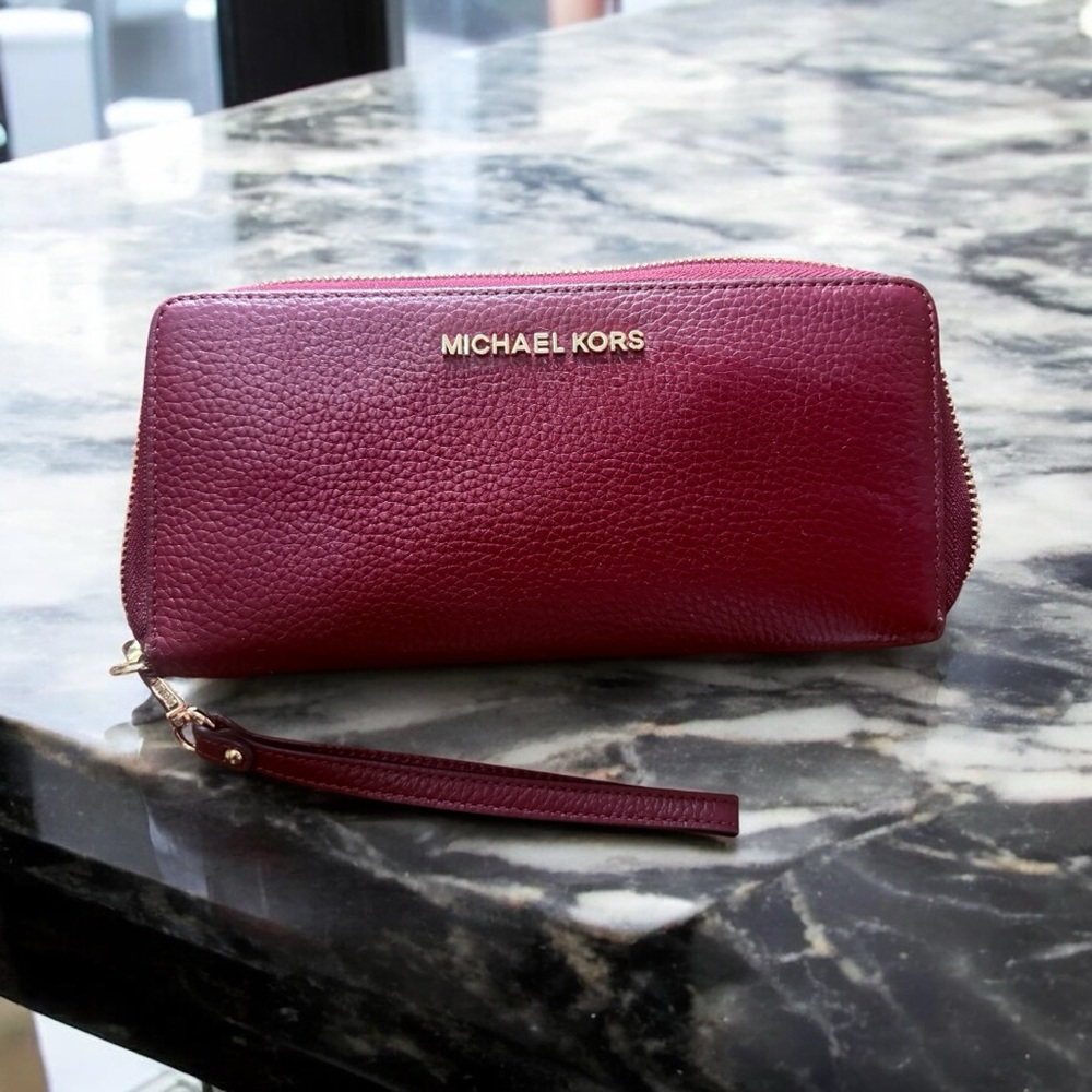 Michael Kors Red Pebbled Leather Wallet